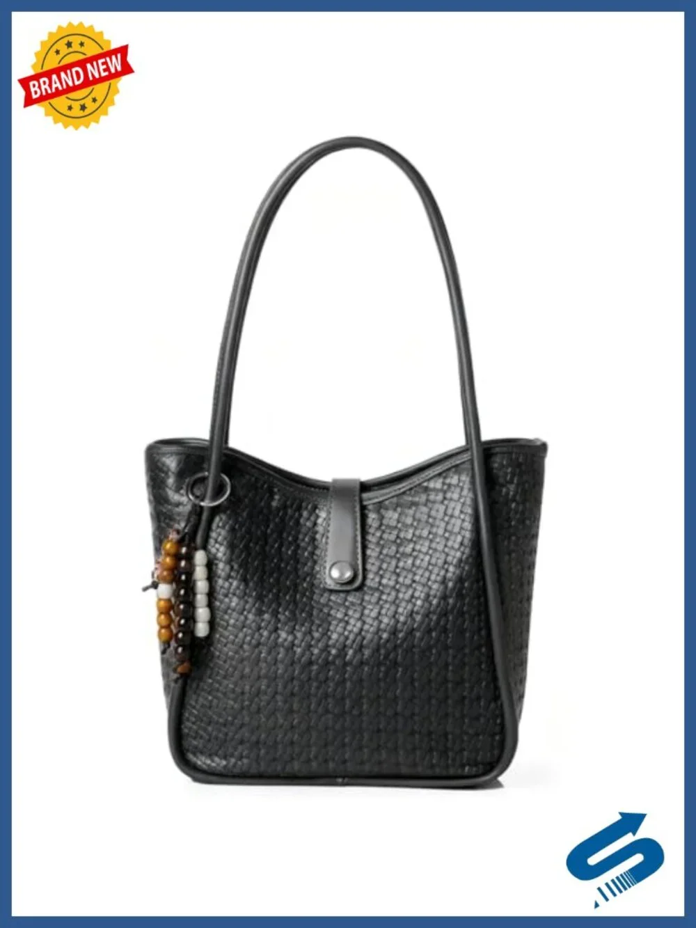 Vegan Leather Tote Bag for Women, Large Capacity Shoulder Handbag with Multiple